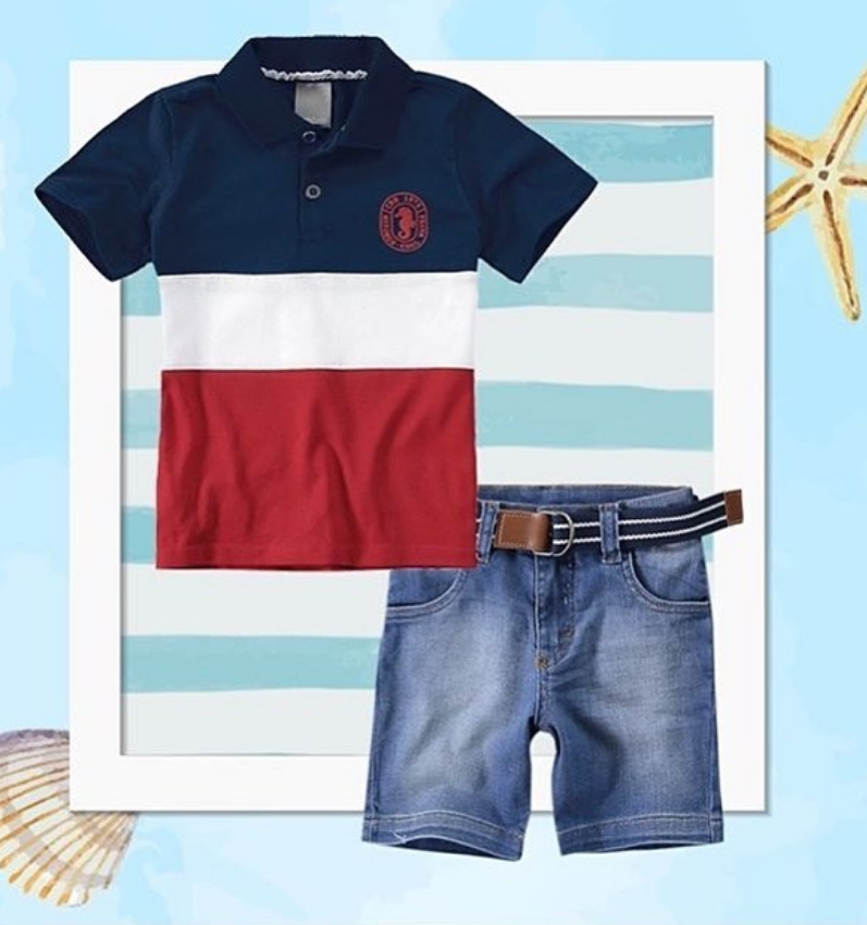 CONJUNTO SHORT JEANS COM BLUSA SOCIAL