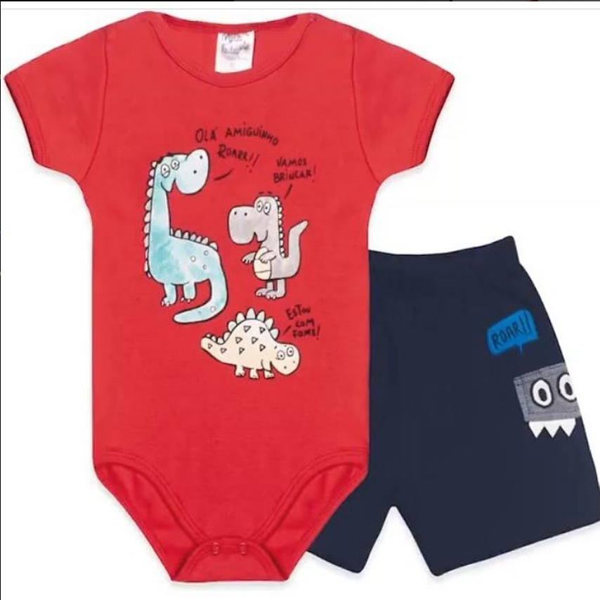 CONJUNTO BODY COM SHORTS DE DINOSSAURO