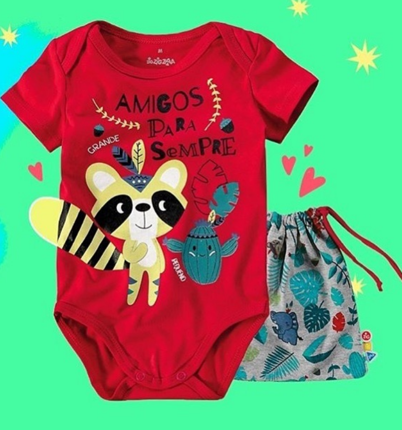 CONJUNTO BODY COM SHORTS GUAXINIM E CACTO